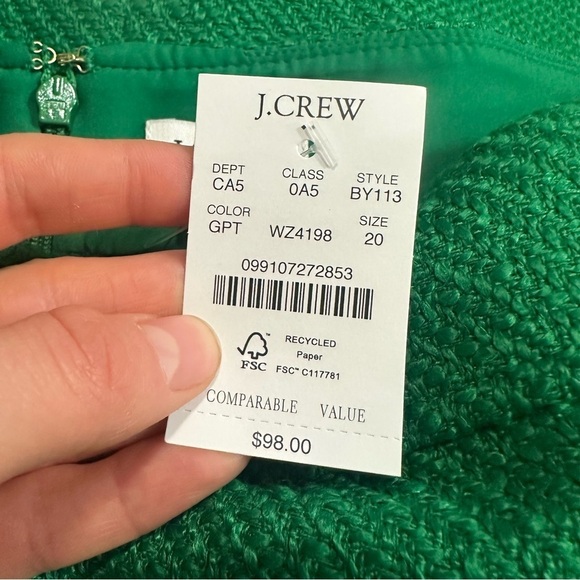 J crew Tweed A-line skirt Green Picnic Tweed Comb - Picture 4 of 4